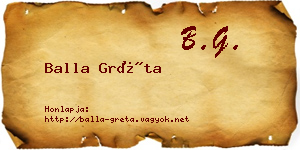 Balla Gréta névjegykártya